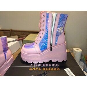 Cape Robbin LA Style Rush Pink Poison Platform Boots Size 8 Rave Festival Goth